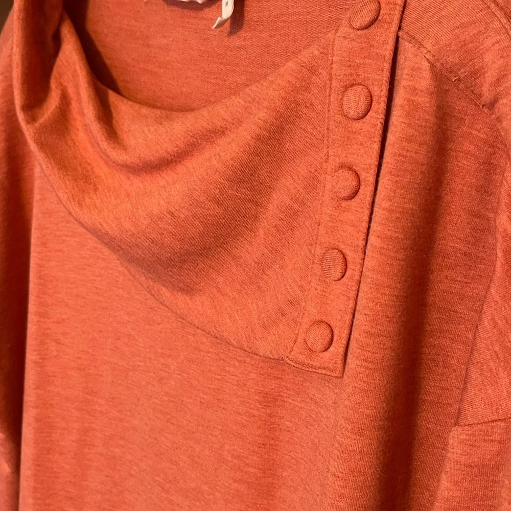 Soft Surroundings Burnt Orange 3/4 Sleeve Cowl Sweater - Picture 3 of 6